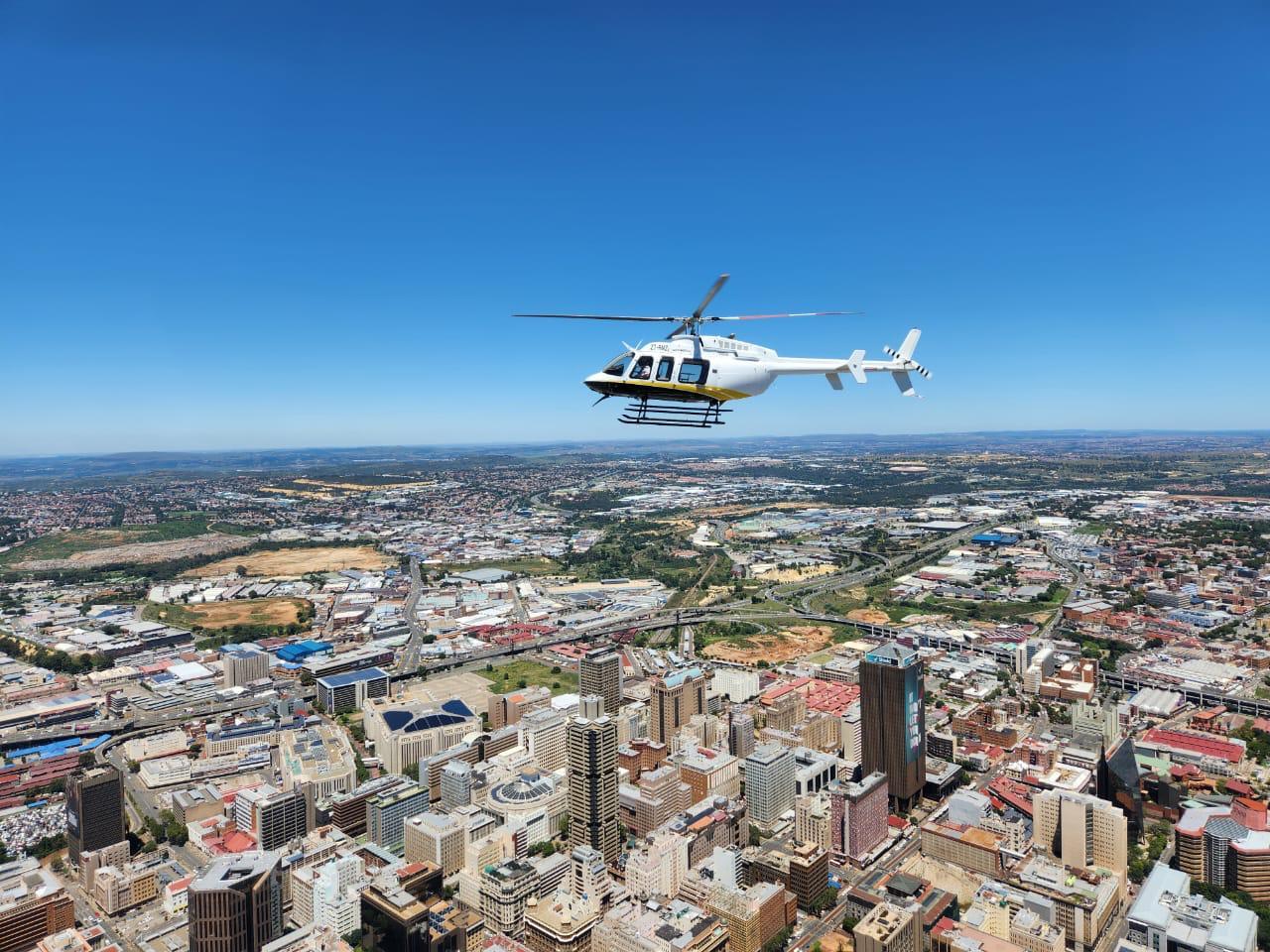 Private helicopter flight over Johannesburg