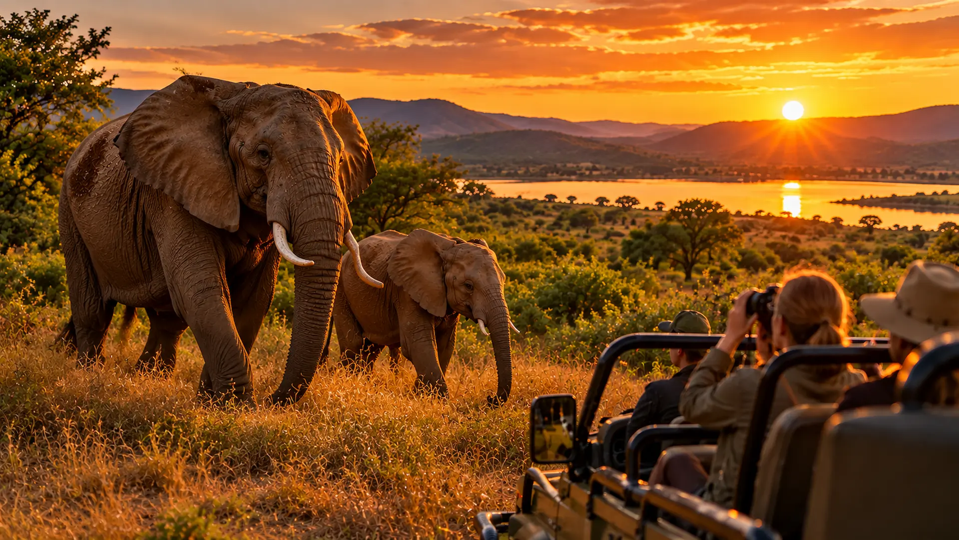Elephant Sanctuary and Pilanesberg sunset safari